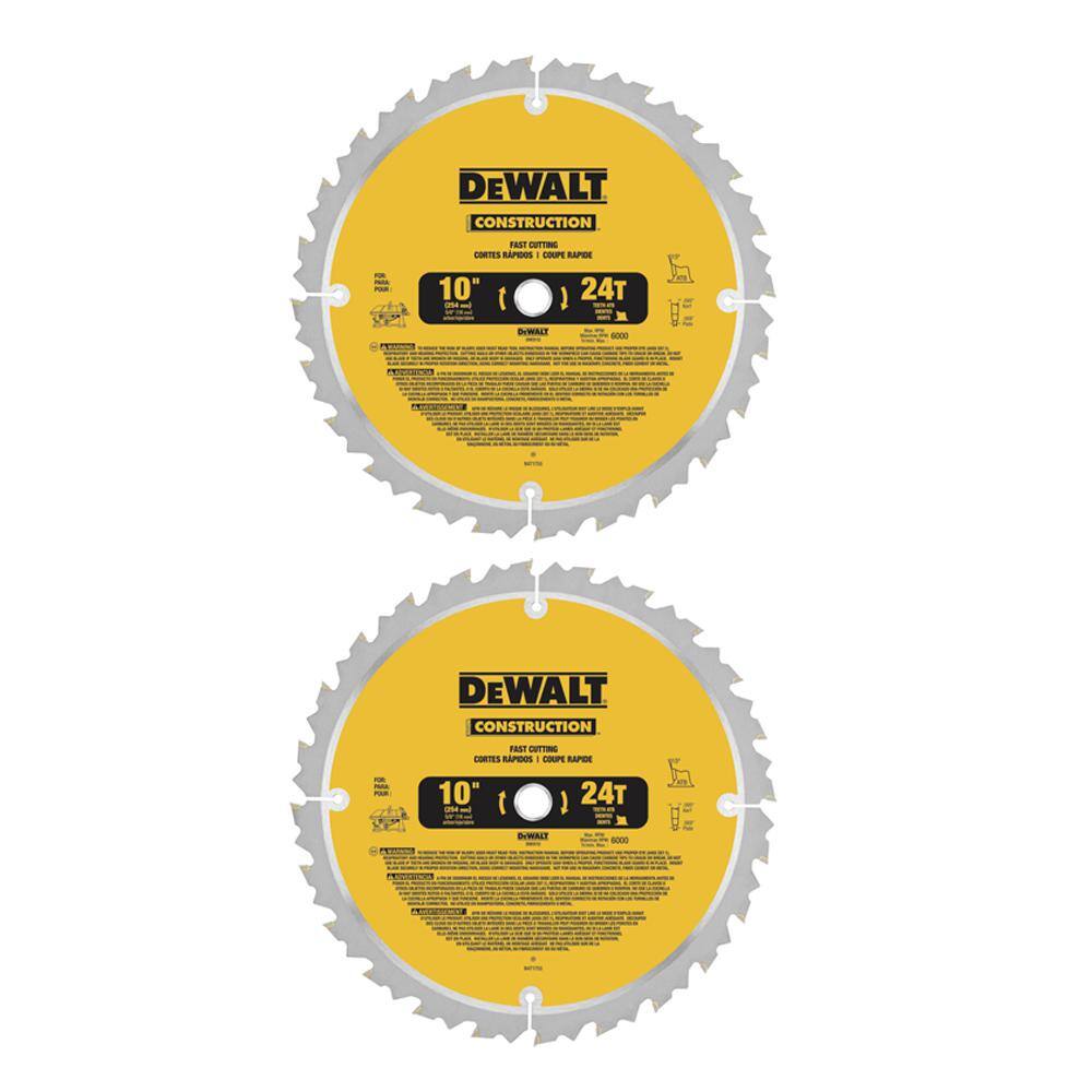 DW Construction 10 in. 24-Teeth Thin Kerf Table Saw Blade (2-Pack) DW3112WDW3112