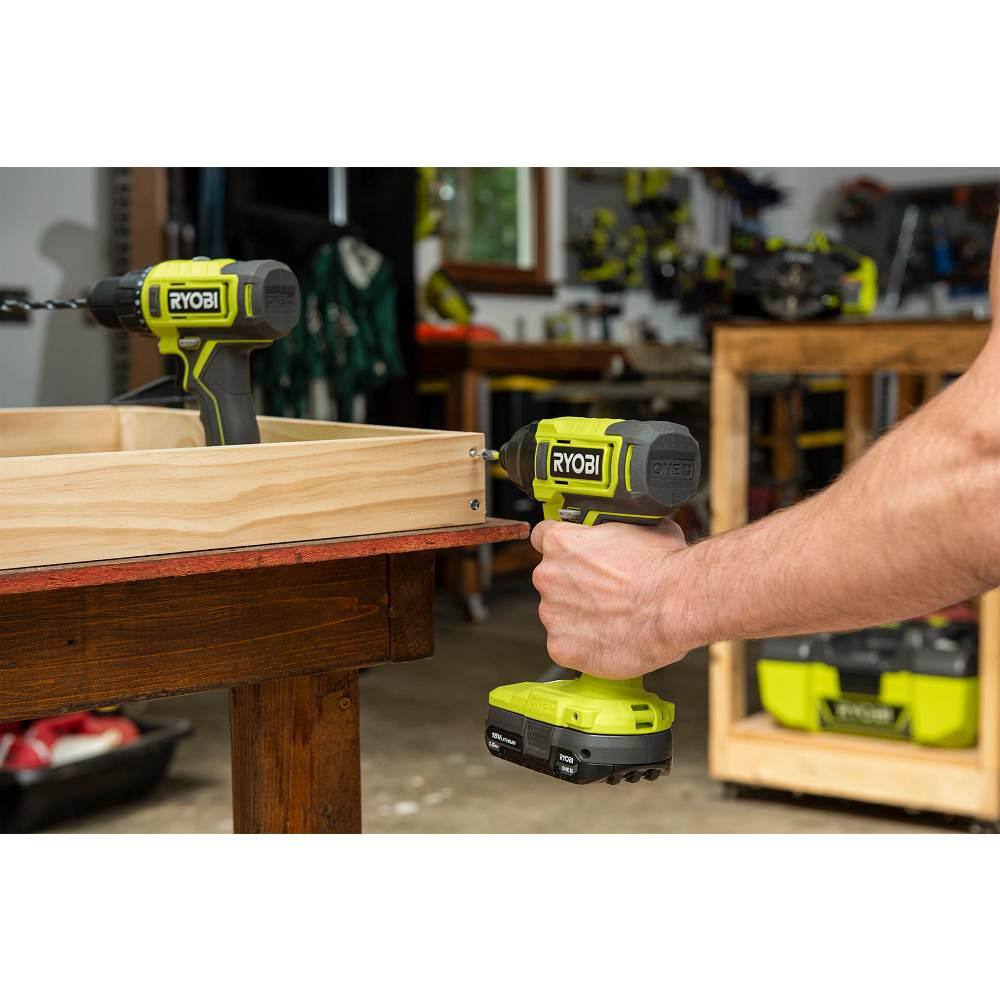 RYOBI ONE+ 18V Cordless 14 in. Impact Driver Kit with (2) 1.5 Ah Batteries Charger and Impact Rated Driving Kit (30-Piece) PCL235K2-AR2037