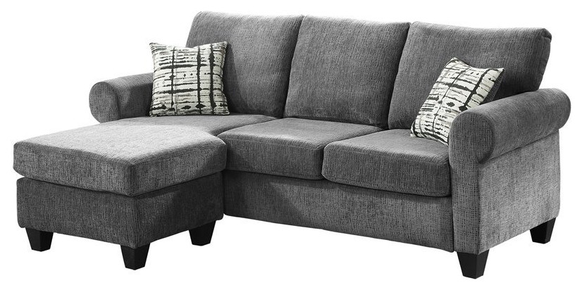 Lexicon Desboro Reversible Chenille Fabric Sectional with Chaise in Gray   Transitional   Sectional Sofas   by Homesquare  Houzz