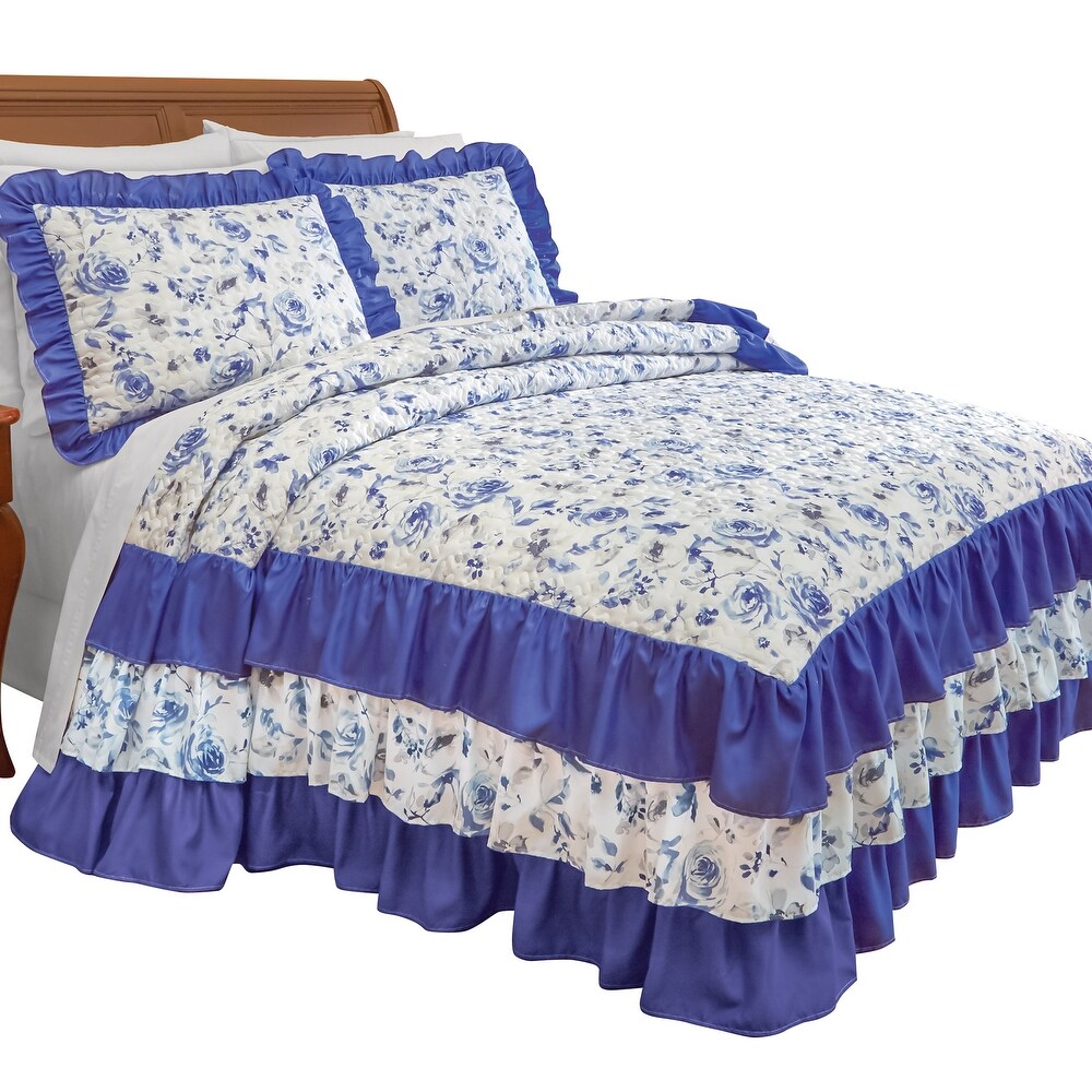 Elena Floral Ruffled Tiered Bedspread