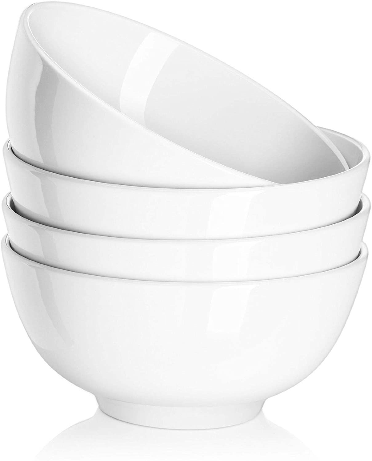 DOWAN Ceramic Soup Bowls， Cereal Bowl， 22 Ounce Bowls Set， Chip Resistant， Dishwasher and Microwave Safe， Porcelain Bowls for Kitchen， White Bowls for Cereal Soup Rice Pasta Salad Oatmeal， Set of 4