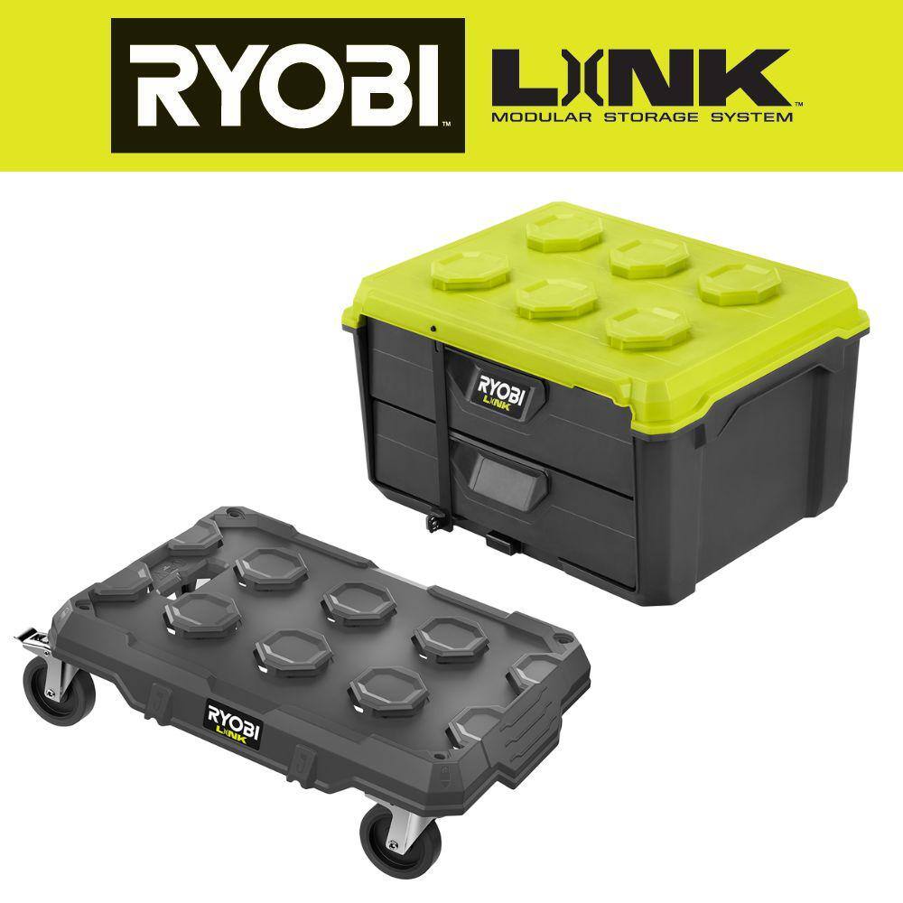 RYOBI LINK Rolling Base with LINK 2-Drawer Tool Box STM204-STM301