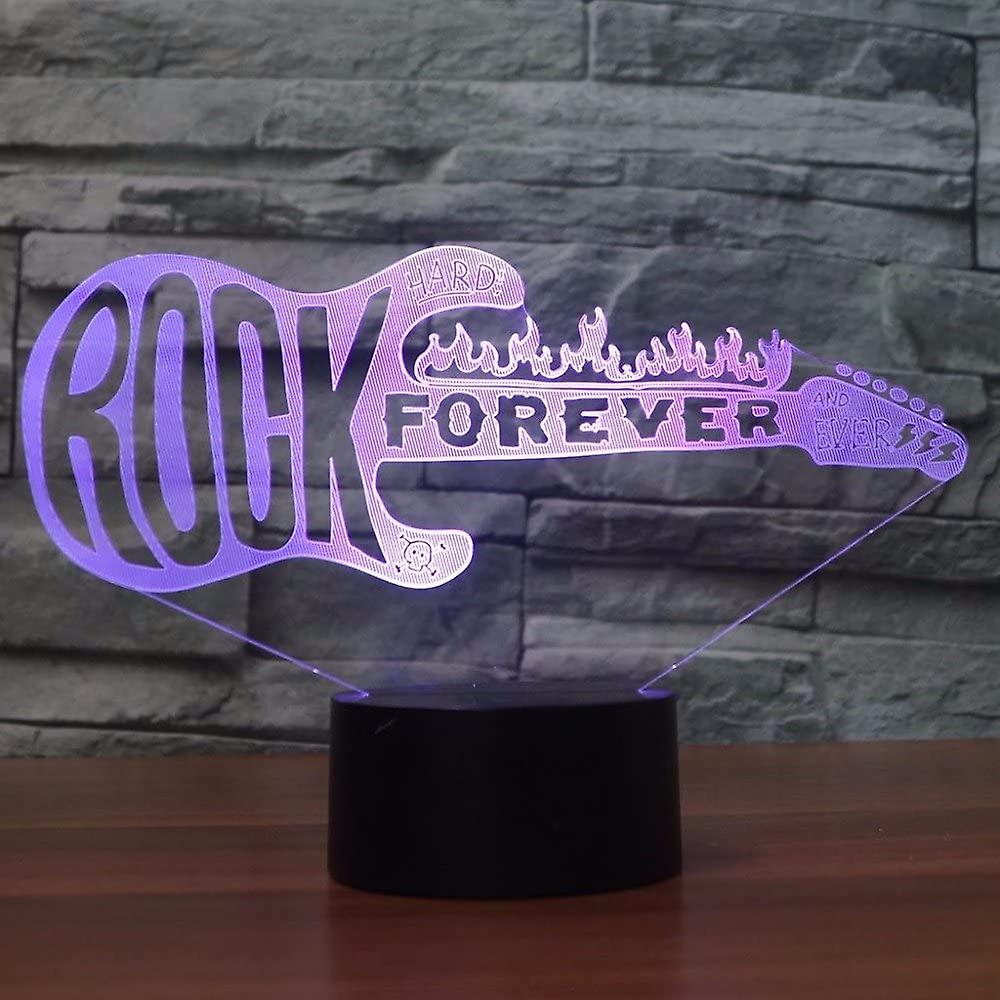 3d Rock Electric Guitar Night Light Touch Table Desk Optical Illusion Lamps 7 Color Changing Lights Home Xmas Birthday Gift