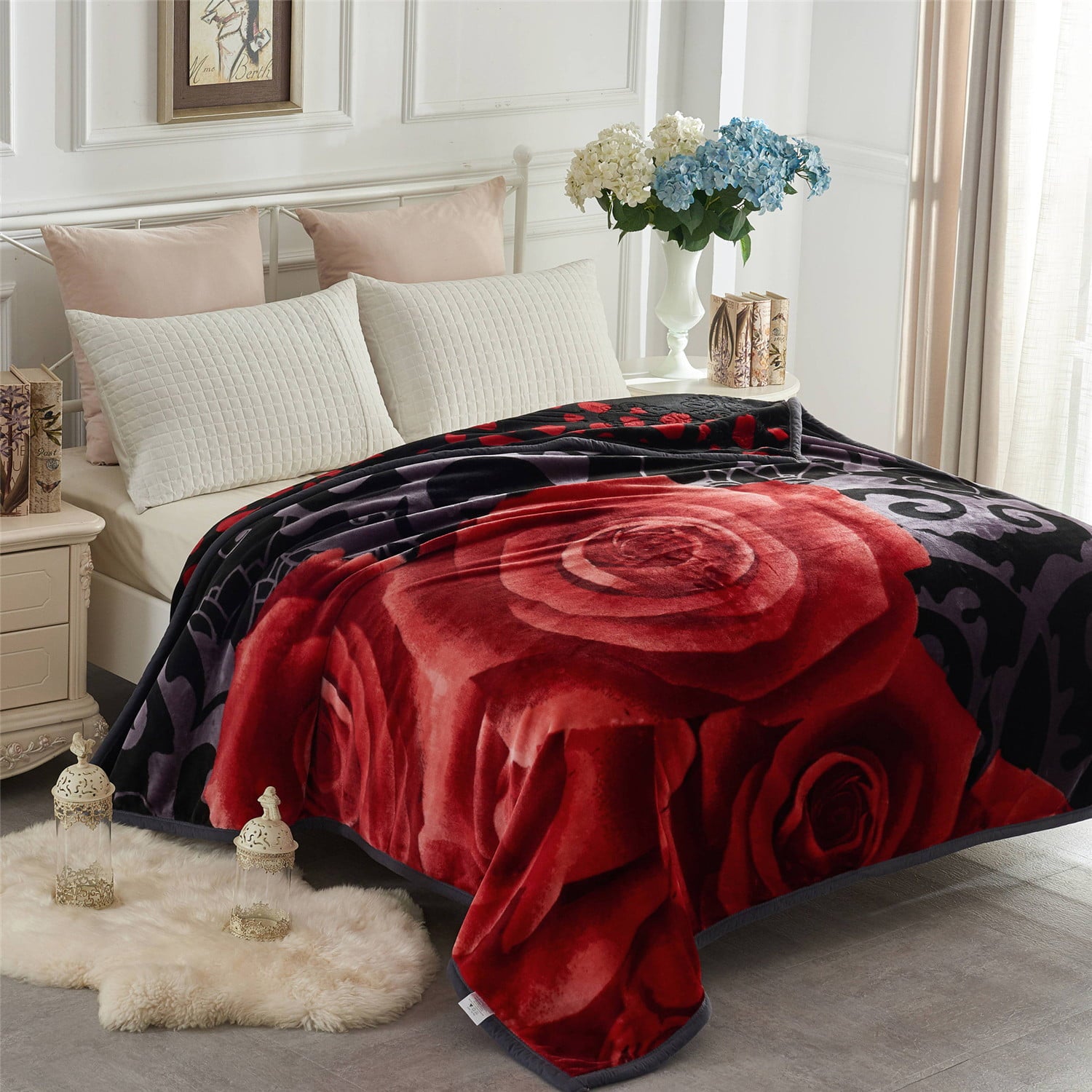 JML Queen Mink Plush Fleece Bed Blanket For Winter， 520GSM Silky Soft Warm Blanket，77