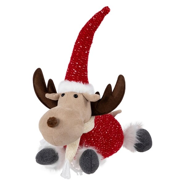 Laying Plush Moose Christmas Figure