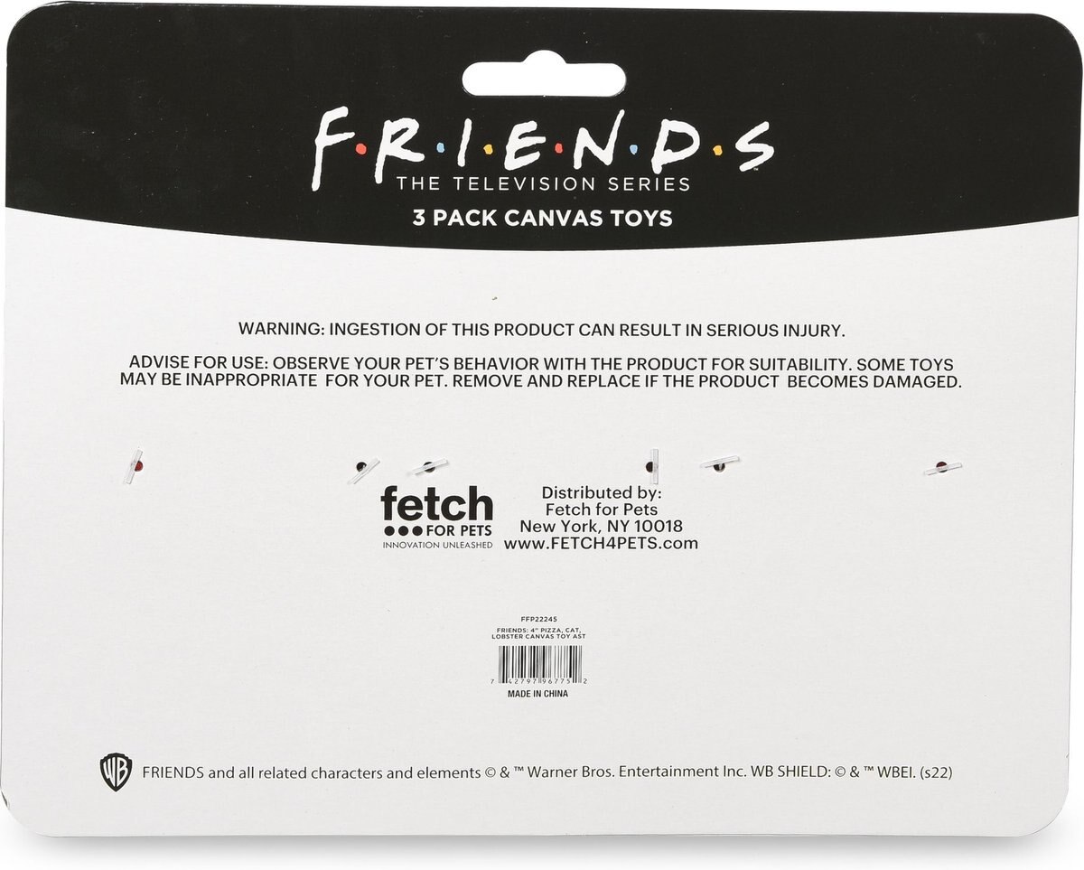 Fetch For Pets Friends Pizza， Cat， Lobster Canvas Toy Plush Cat Toy with Catnip， 3 count