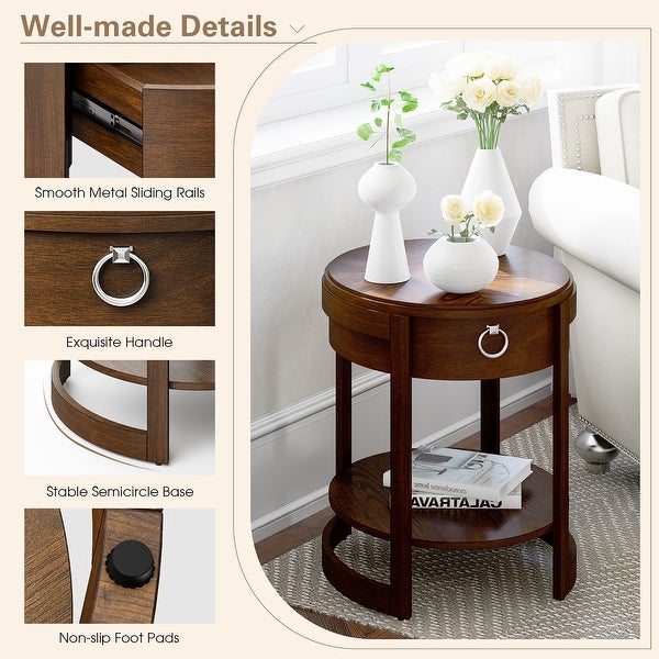 Costway Side End Table with Drawer Storage Shelf Classic Accents