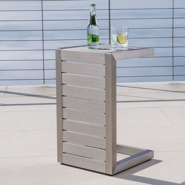 Outdoor Cshaped Table with a Sleek Aluminum Frame and Conveniently Versatile Design