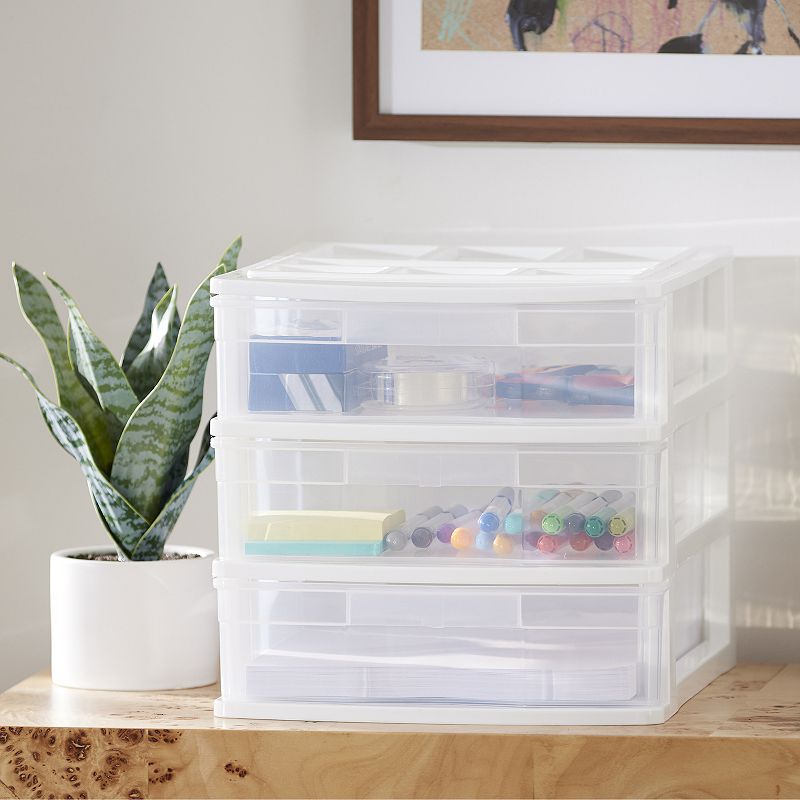 Gracious Living Mini 3 Drawer Desk and Office Organizer w/ Organization Top， White