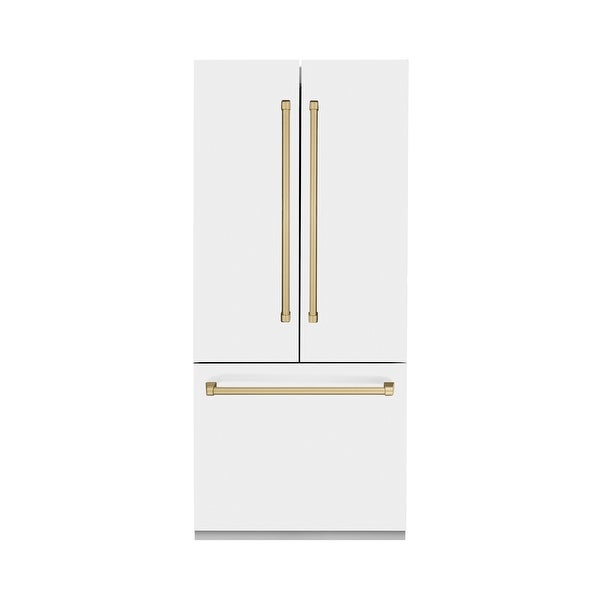 ZLINE 36 in. Autograph Edition 19.6 cu. ft. Built-in 3-Door French Door Refrigerator with Internal Water and Ice Dispenser