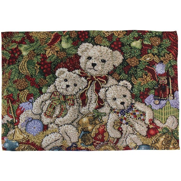 Violet Linen Seasonal Xmas Christmas Holiday Tapestry Pattern，13 X 19 Rectangler，Set of 4，Decorative Place Mats