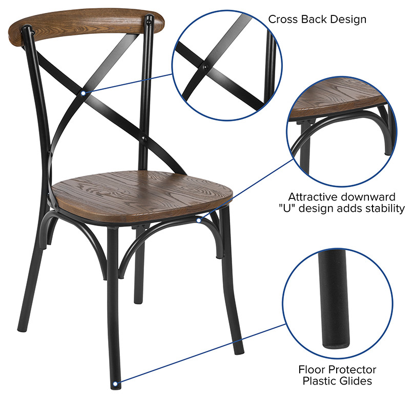 Black X Back Dining Chair   Industrial   Dining Chairs   by Homesquare  Houzz