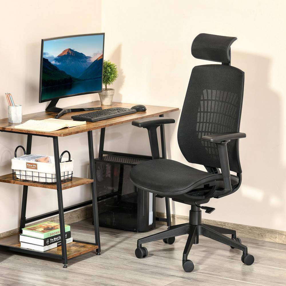 Vinsetto Black Mesh Ergonomic Office Chair High-Back Desk Chair with 3D Arms 921-431