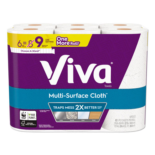 Kimberly-Clark VIVAandreg; Multi-Surface Cloth Choose-A-Sheet Paper Towels 1-Ply | 11 x 5.9， White， 83 Sheets