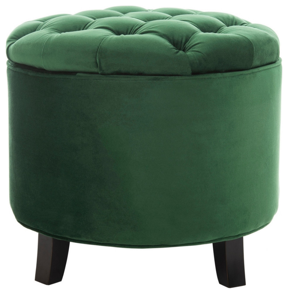 Emma Tufted Storage Ottoman  Emerald/Espresso   Contemporary   Footstools And Ottomans   by Rustic Home Furniture Deco  Houzz