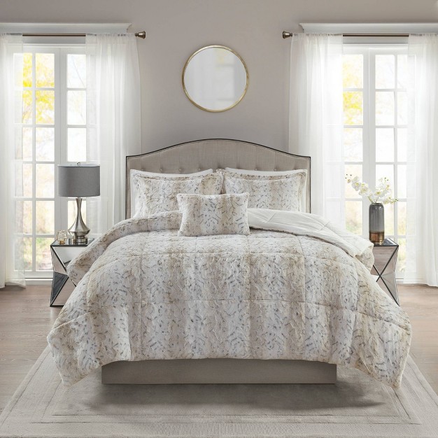 Madison Park Marselle Brushed Faux Fur Comforter Set