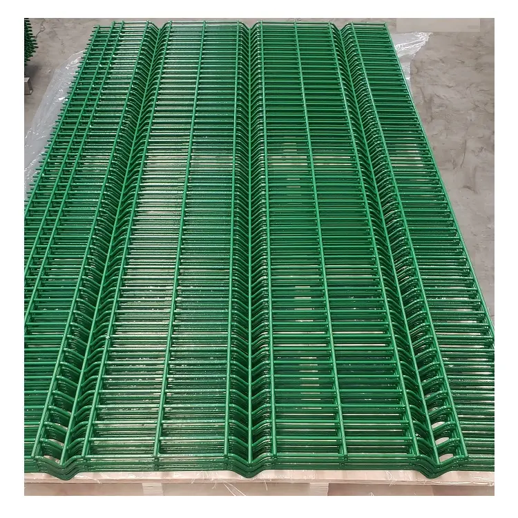 Garden Fence   Supply Galvanized / 3D Curved Welded Mesh Panel / Commercial PVC Coated  Fence Panels with Post support