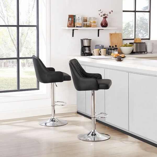 Javlergo Set of 4 Bar Stools Adjustable Counter Height Swivel Barstools with Back and Armrest