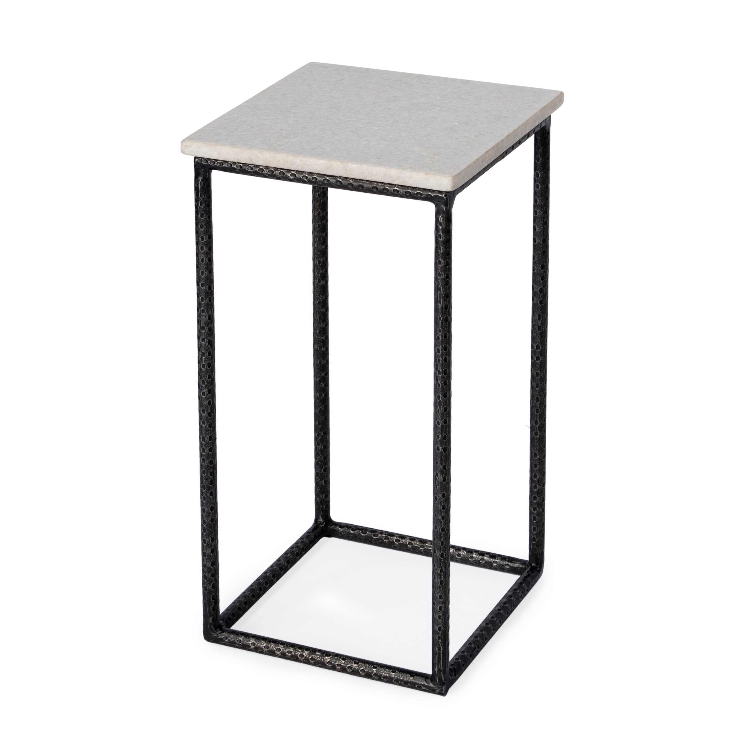 Mabel Marble and Hammered Iron Accent Table