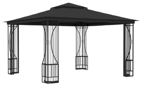 vidaXL Gazebo Canopy Tent Patio Pavilion Party Tent Sunshade with Nets Cream   Contemporary   Sheds   by vidaXL LLC  Houzz