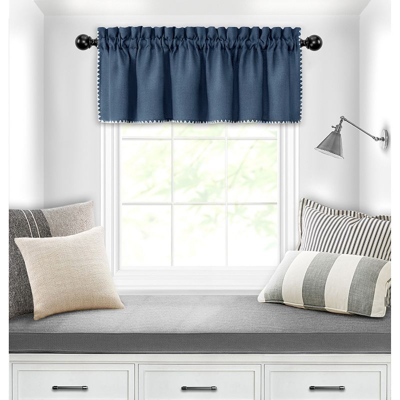 Kate Aurora Coastal Hamptons Living Complete 3 Piece Textured Kitchen Curtain Tier and Valance Set