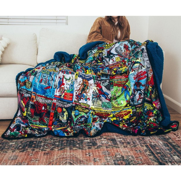 Surreal Entertainment Marvel Spider man 60th Anniversary Special Edition Blue Throw Blanket