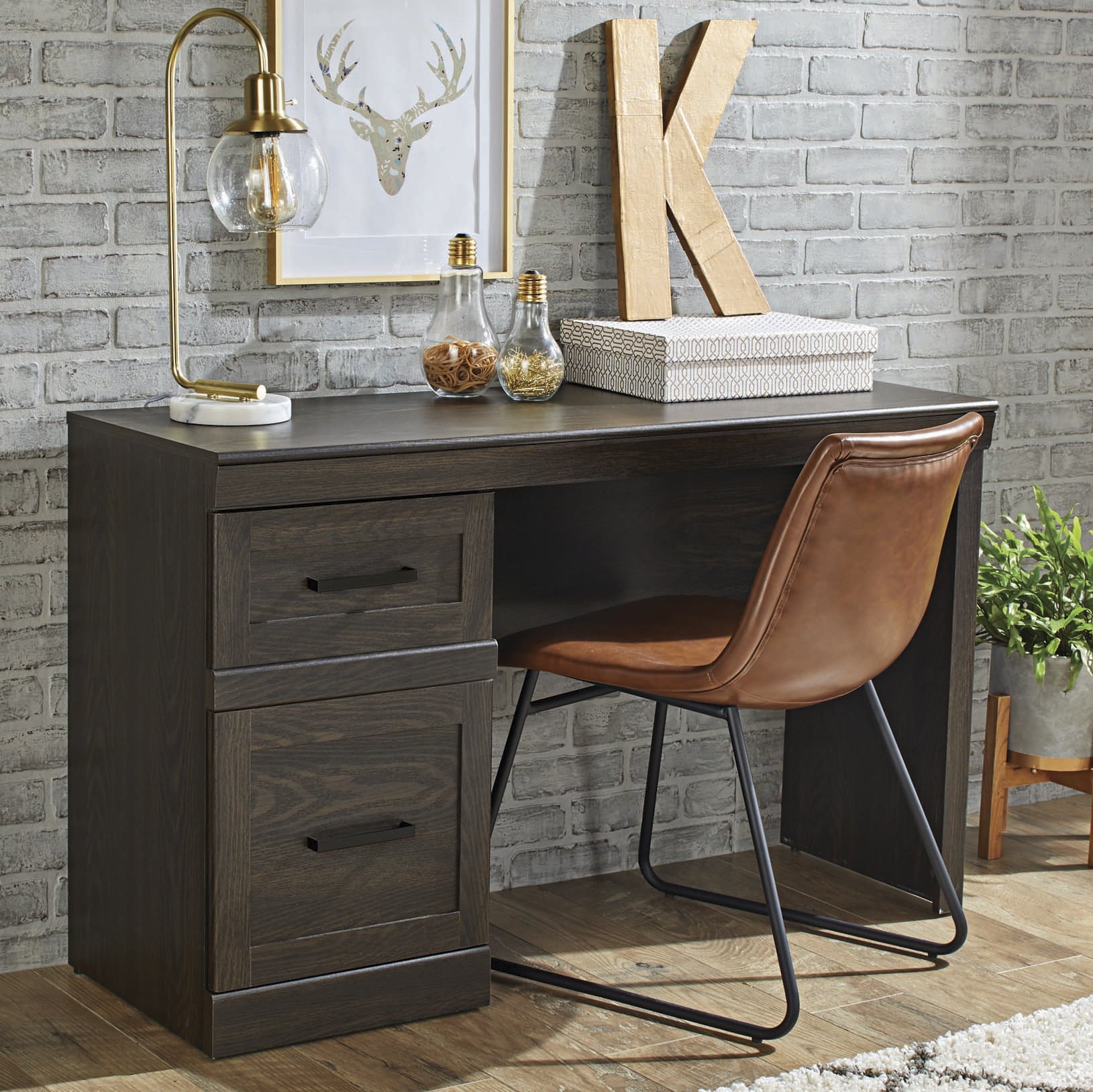 Better Homes & Gardens Glendale Transitional Desk, Dark Oak Finish