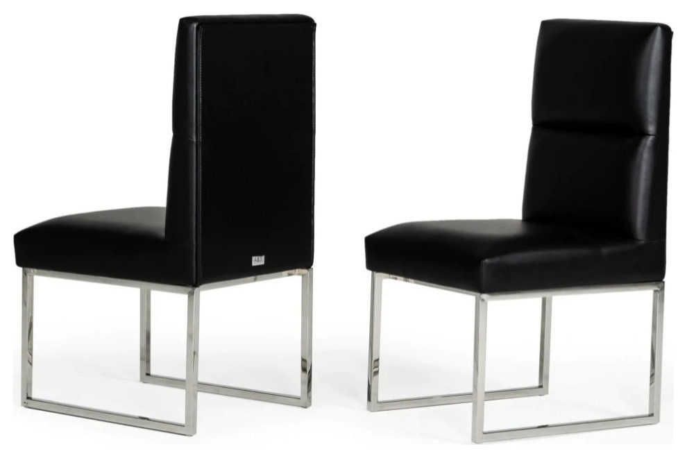 Melville Modern Black Leatherette Dining Chair  Set of 2   Contemporary   Dining Chairs   by Virgil Stanis Design  Houzz