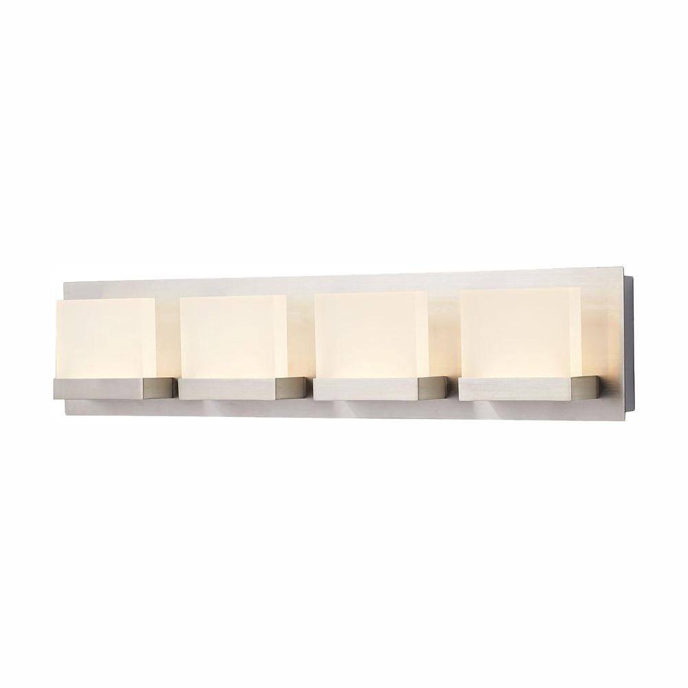 Home Decorators Collection Alberson Collection 4-Light Brushed Nickel LED Vanity Light with Frosted Acrylic Shade 28025-HBU