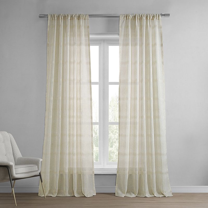 EFF 1-panel Polaris Patterned Linen Sheer Window Curtain