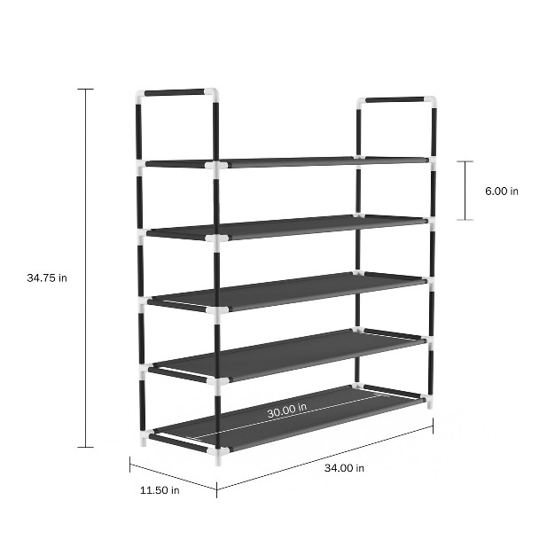 Hastings Home 5 tier Shoe Rack For Storage And Organization Black