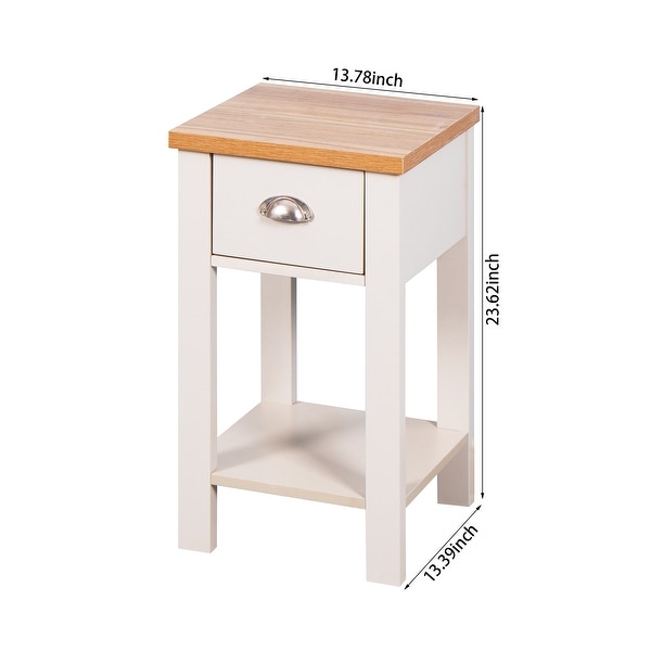 Wooden Side Table with 1 Drawer and 1 Open Shelf