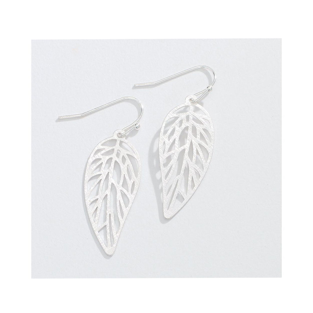 Periwinkle by Barlow  Brushed Silver Leaf Cutouts    - Earrings