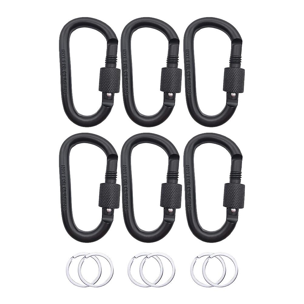 12pcs  Aluminum Locking Carabiner Clip Hook D Shape Locking Carabine Keychains