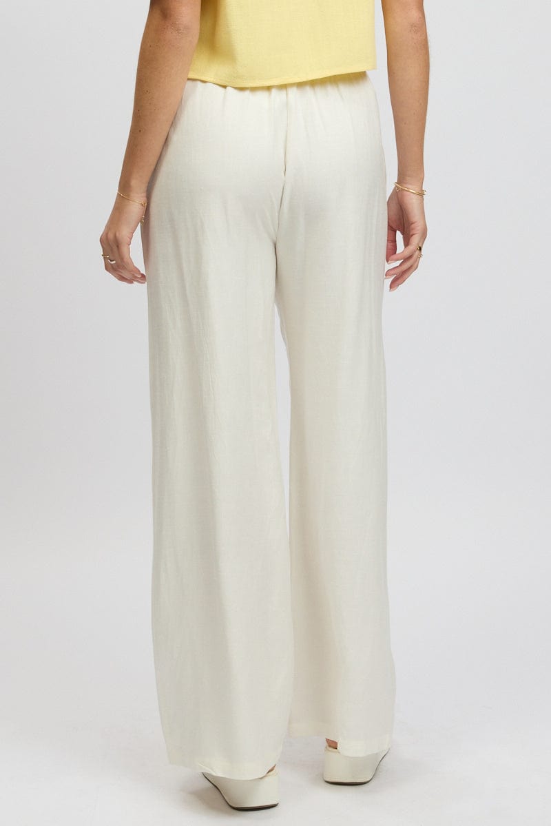 White Wide Leg Pants Elasticated Waist