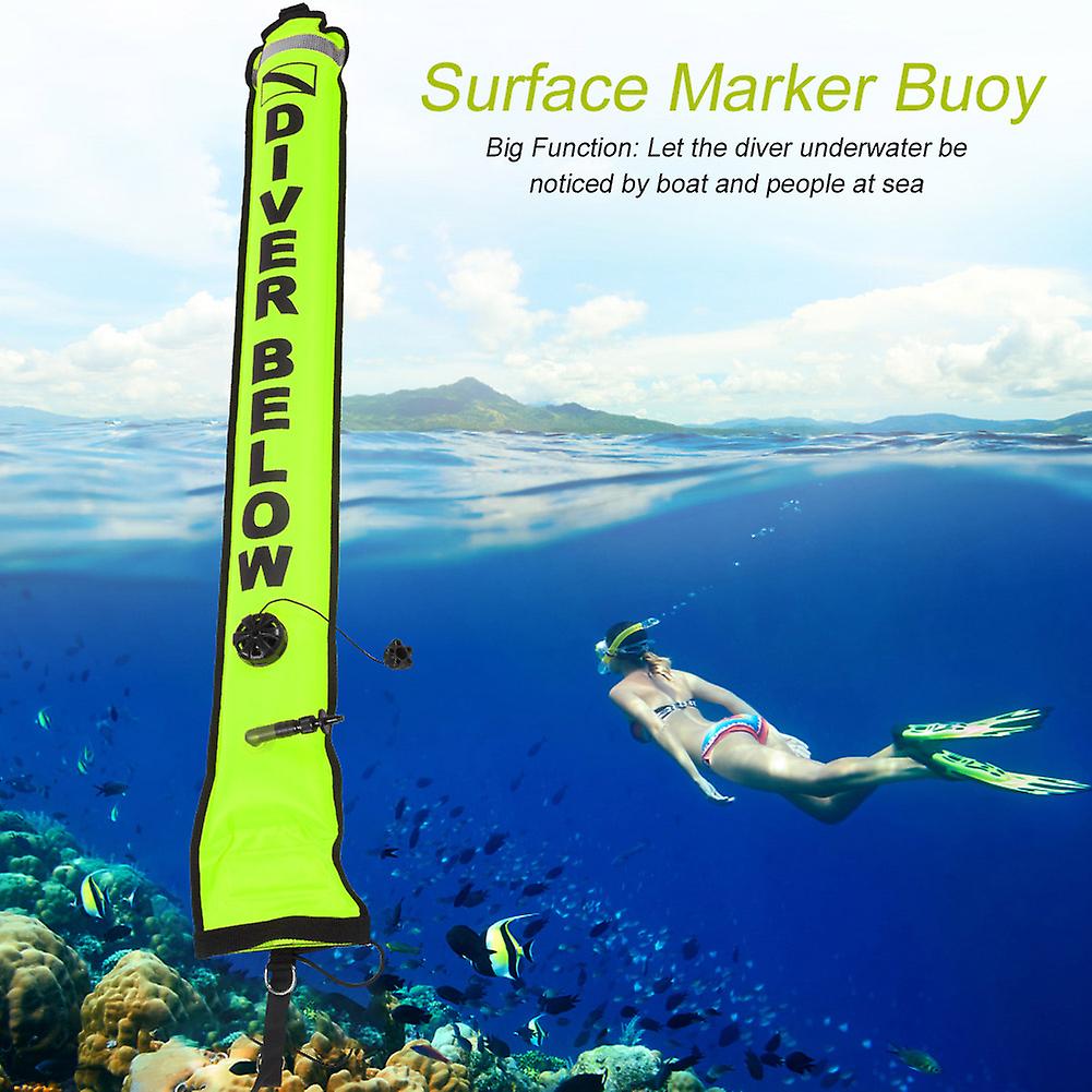 6ft High Visibility Inflatable Scuba Diving Smb Surface Signal Marker Buoy (fluorescence Yello)