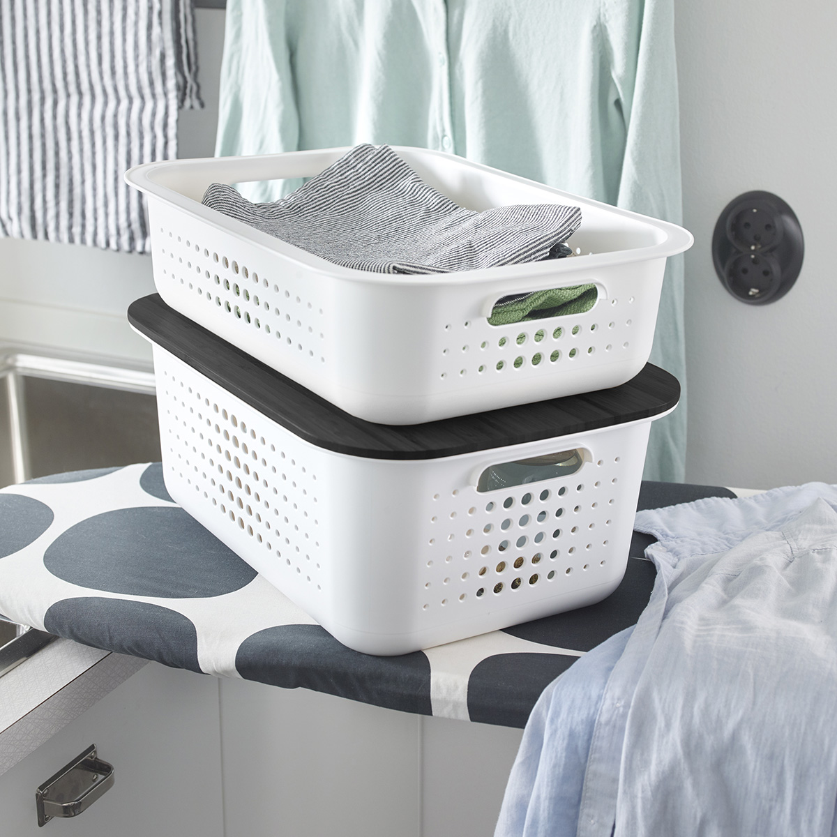 White Nordic Storage Baskets with Handles