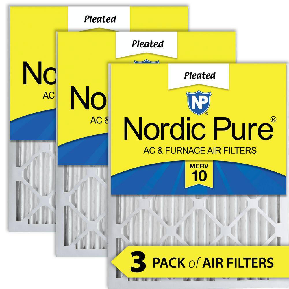 Nordic Pure 16 in. x 24 in. x 2 in. Dust and Pollen Pleated MERV 10 Air Filters (3-Pack) 16x24x2M10-3