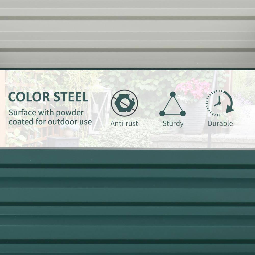 Outsunny Green Steel Raised Garden Bed Box with Weatherized Steel Frame 845-040V01GN