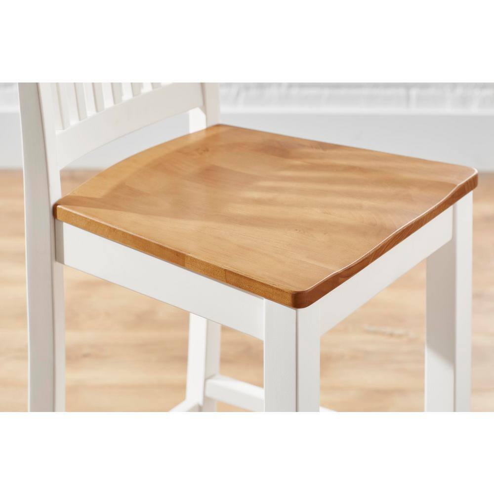 StyleWell Scottsbury Ivory Wood Counter Stools with Slat Back and Honey Seat (Set of 2) DC 2004 CTR-I-H