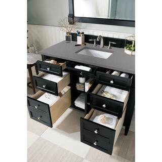 James Martin Vanities Brittany 48 in. W x 23.5 in.D x 34 in. H Single Vanity in Black Onyx with Quartz Top in Grey Expo 650-V48-BKO-3GEX