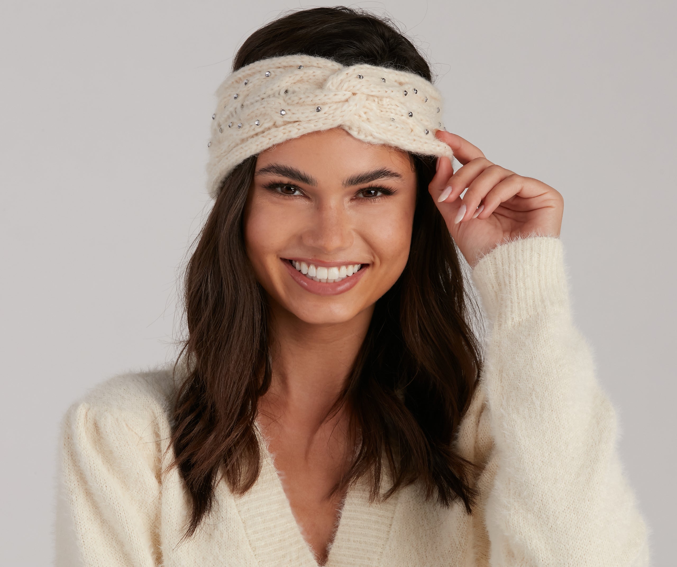 PLACEHOLDER - Perfect Shine Rhinestone Cable Knit Headband