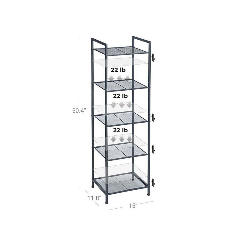 BreeBe Black 5-tier Metal Storage Rack for Kitchen