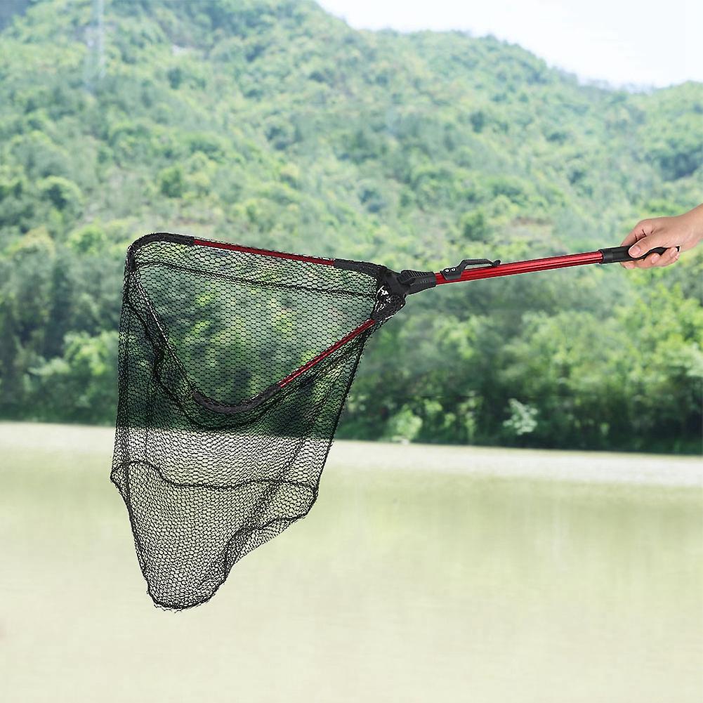 Portable Aluminum Alloy Foldng Fishing Landing Net Pole Plastic Handle