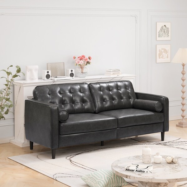 3 Seater Tufted Leather Sofa