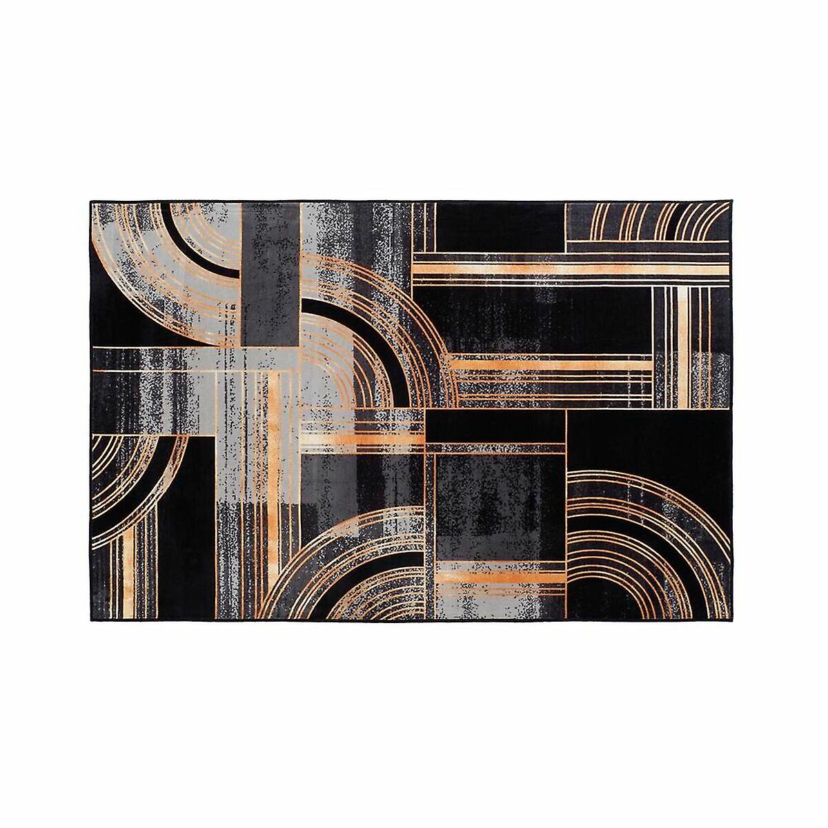 Carpet DKD Home Decor Black Golden Modern Geometric (120 x 180 x 0，4 cm)