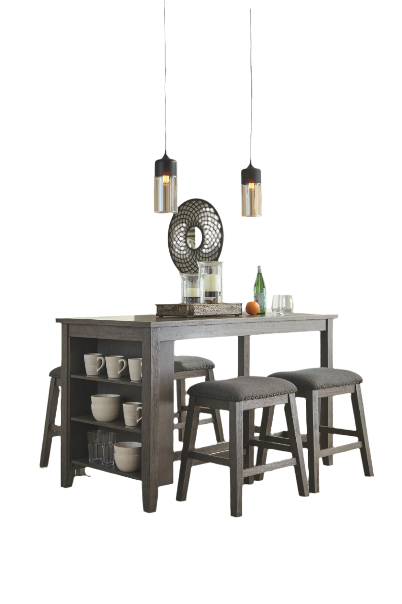 Caitbrook Table and 4 Backless Barstools