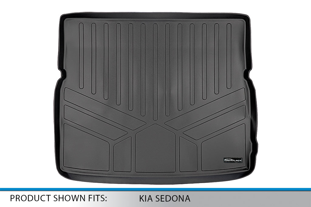 Smartliner SD0203 All Weather Custom Fit Trunk Floor Mat Behind 2nd Row Cargo Liner for 2015-2021 Kia Sedonaand#44; Black