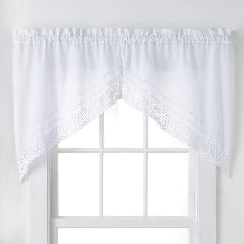 CHF Crochet Swag Tier Kitchen Window Curtain Set