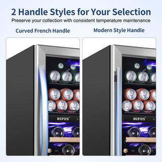 Nipus 24 in. Dual Zone Upper and Lower 27-Wine Bottles and 94-Cans Beverage  Wine Cooler in Silver Built-in and Freestanding NPDUAL03